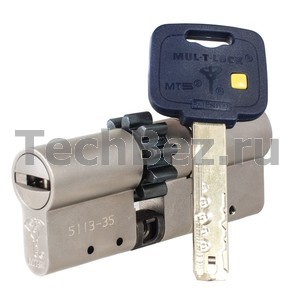 MUL-T-LOCK Цилиндровый механизм Mul-T-Lock MT5+ (100)45/55 ключ/ключ, шестерёнка, никель